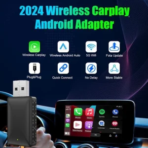 2 in 1 Wireless Carplay Adapter Android IOS Auto Plug- Play USB Dongle